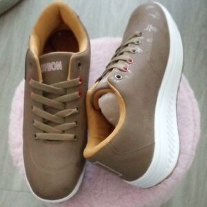 New Brown and White Sneakers